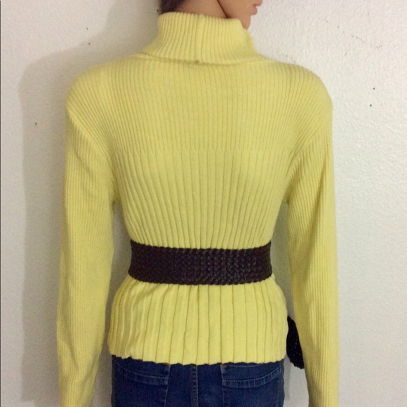 Vintage Marigold Yellow Turtleneck LS Cotton Rib Sweater - Picture 6 of 7